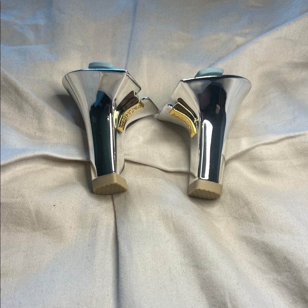 Pashion Footwear Silver Chrome Heels